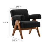 27 Inch Modern Boucle Fabric Upholstered Armchairs - Set of 2