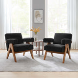 27 Inch Modern Boucle Fabric Upholstered Armchairs - Set of 2