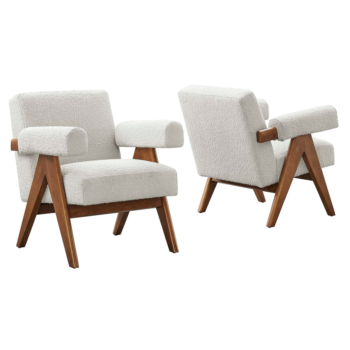 27 Inch Modern Boucle Fabric Upholstered Armchairs - Set of 2