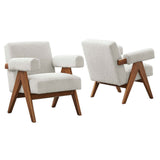 27 Inch Modern Boucle Fabric Upholstered Armchairs - Set of 2