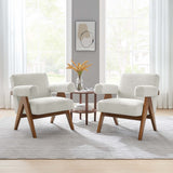 27 Inch Modern Boucle Fabric Upholstered Armchairs - Set of 2