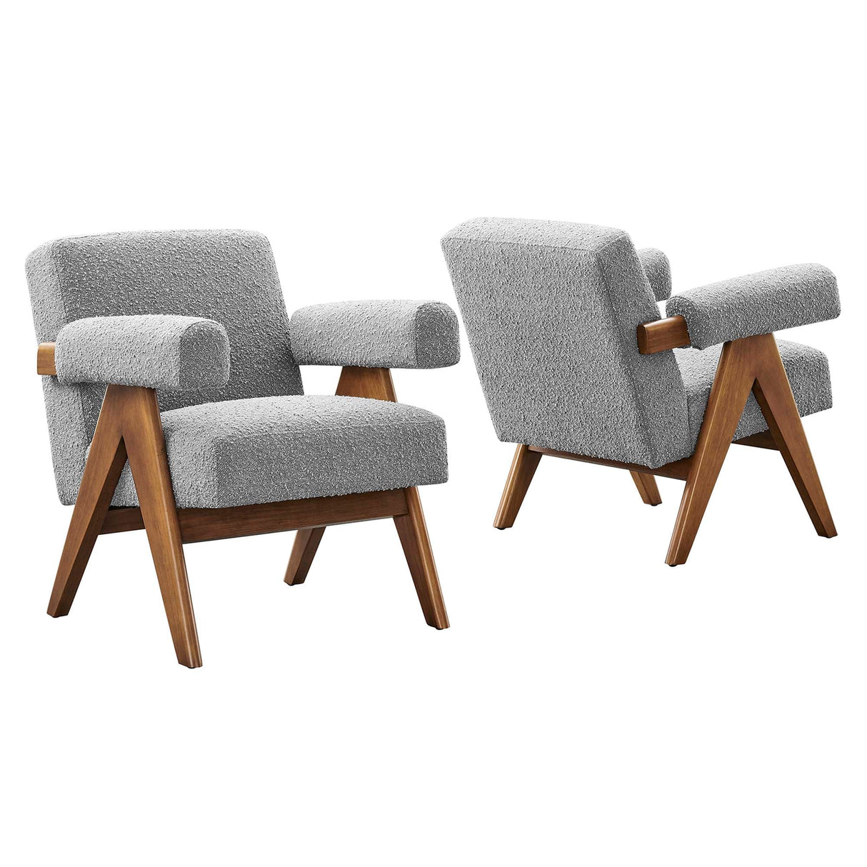 27 Inch Modern Boucle Fabric Upholstered Armchairs - Set of 2