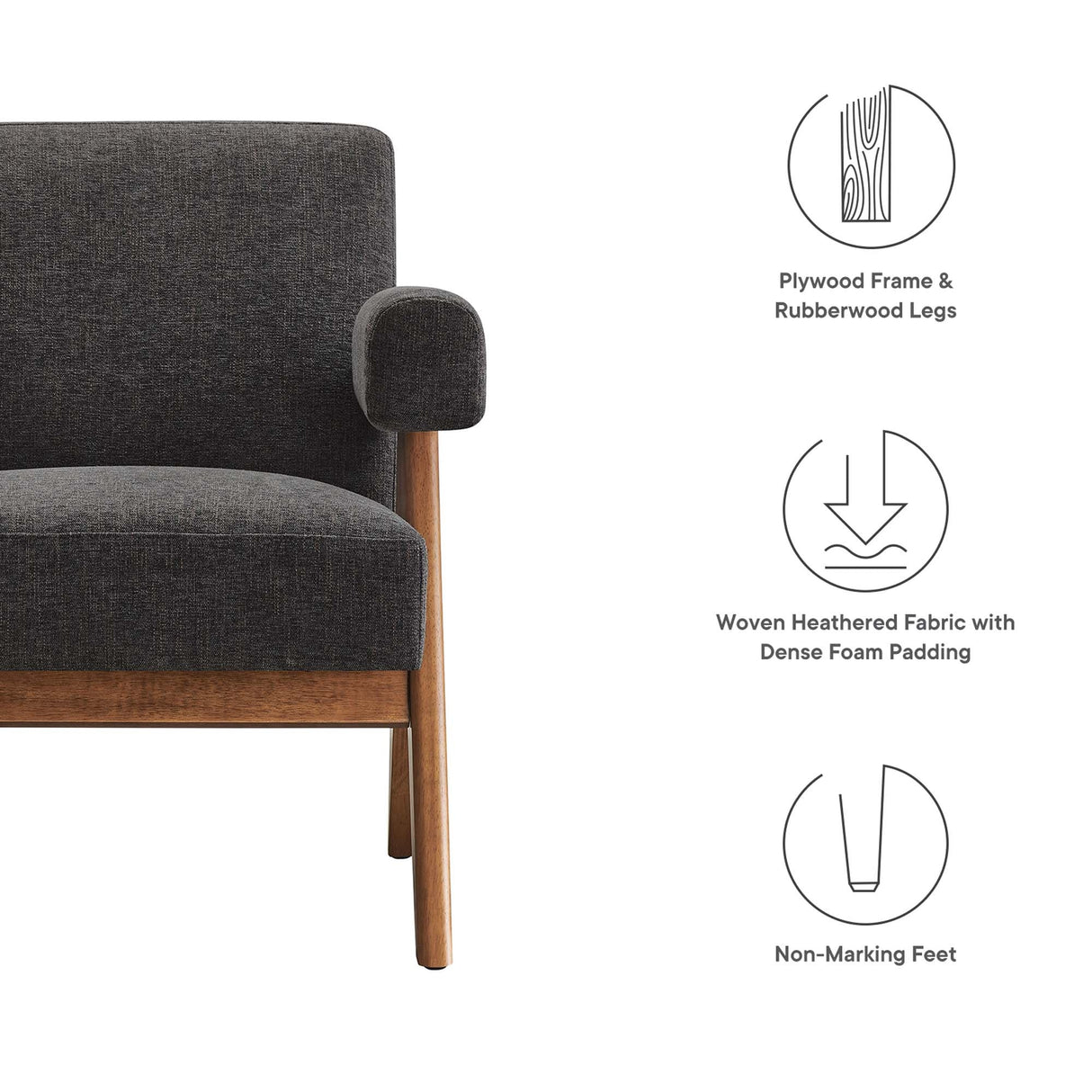 28 Inch Woven Heathered Fabric Armchair Set of 2