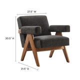 28 Inch Woven Heathered Fabric Armchair Set of 2