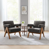 28 Inch Woven Heathered Fabric Armchair Set of 2