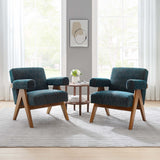 28 Inch Woven Heathered Fabric Armchair Set of 2