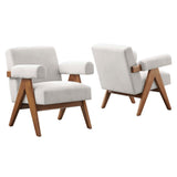 28 Inch Woven Heathered Fabric Armchair Set of 2
