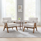28 Inch Woven Heathered Fabric Armchair Set of 2