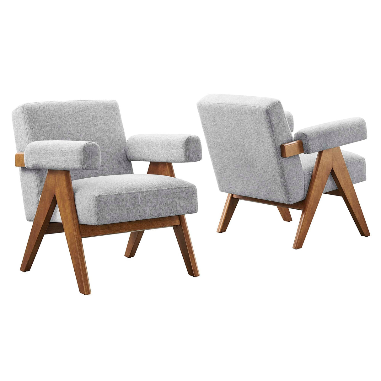 28 Inch Woven Heathered Fabric Armchair Set of 2
