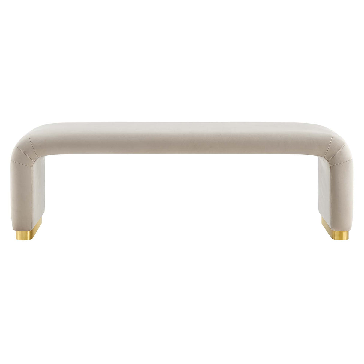 60 Inch Performance Velvet Waterfall Long Bench with Metal Base