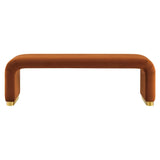 60 Inch Performance Velvet Waterfall Long Bench with Metal Base