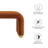 60 Inch Performance Velvet Waterfall Long Bench with Metal Base