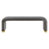 60 Inch Performance Velvet Waterfall Long Bench with Metal Base
