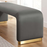 60 Inch Performance Velvet Waterfall Long Bench with Metal Base