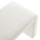60 Inch Boucle Fabric Waterfall Long Bench with Dense Foam Padding