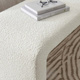 60 Inch Boucle Fabric Waterfall Long Bench with Dense Foam Padding