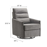 28 Inch Upholstered Fabric Swivel Glider Lounge Chair