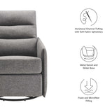 28 Inch Upholstered Fabric Swivel Glider Lounge Chair
