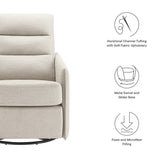 28 Inch Upholstered Fabric Swivel Glider Lounge Chair