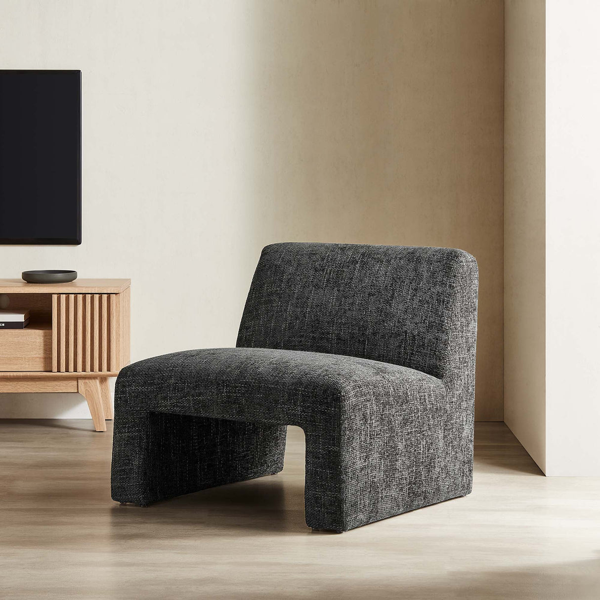 32 Inch Oversized Armless Chenille Upholstered Accent Chair