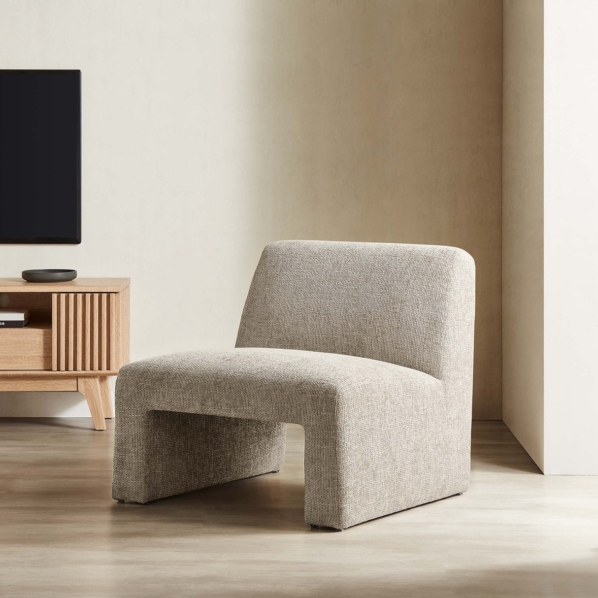 32 Inch Oversized Armless Chenille Upholstered Accent Chair