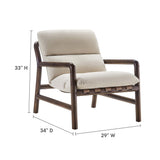 29 Inch Wood Sling Chair in Walnut
