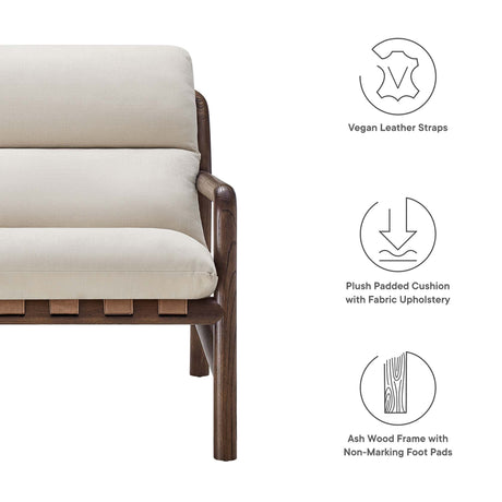 29 Inch Wood Sling Chair in Walnut