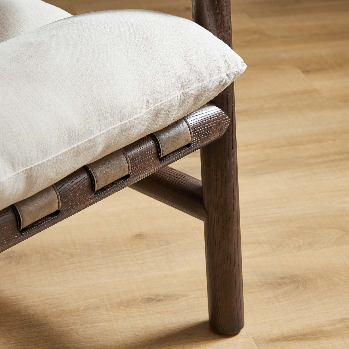 29 Inch Wood Sling Chair in Walnut