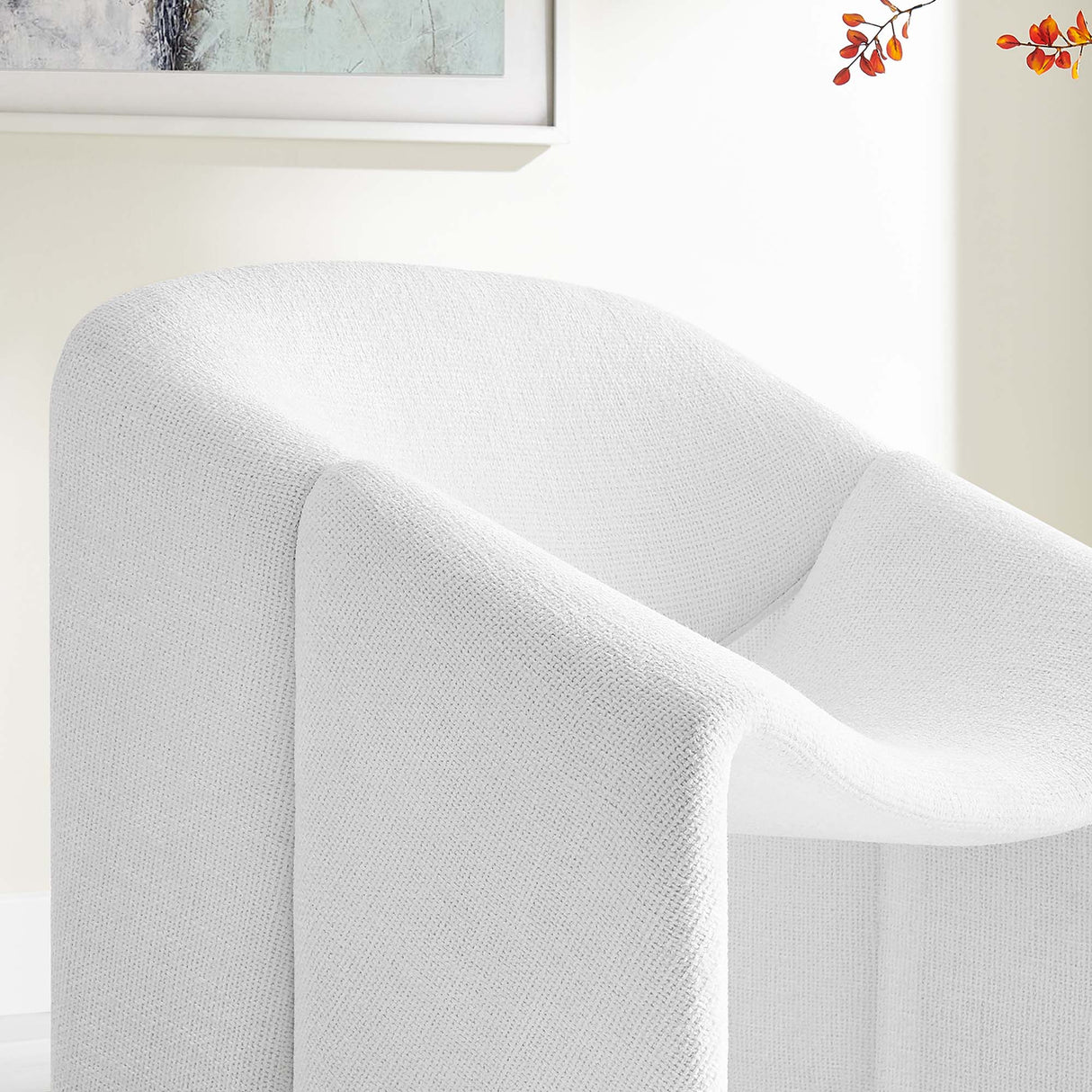 31 Inch Modern Curved Chenille Upholstered Accent Chair