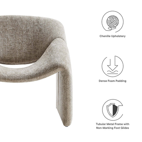 31 Inch Modern Curved Chenille Upholstered Accent Chair