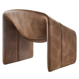 31 Inch Modern Curved Vegan Leather Accent Chair in Brown