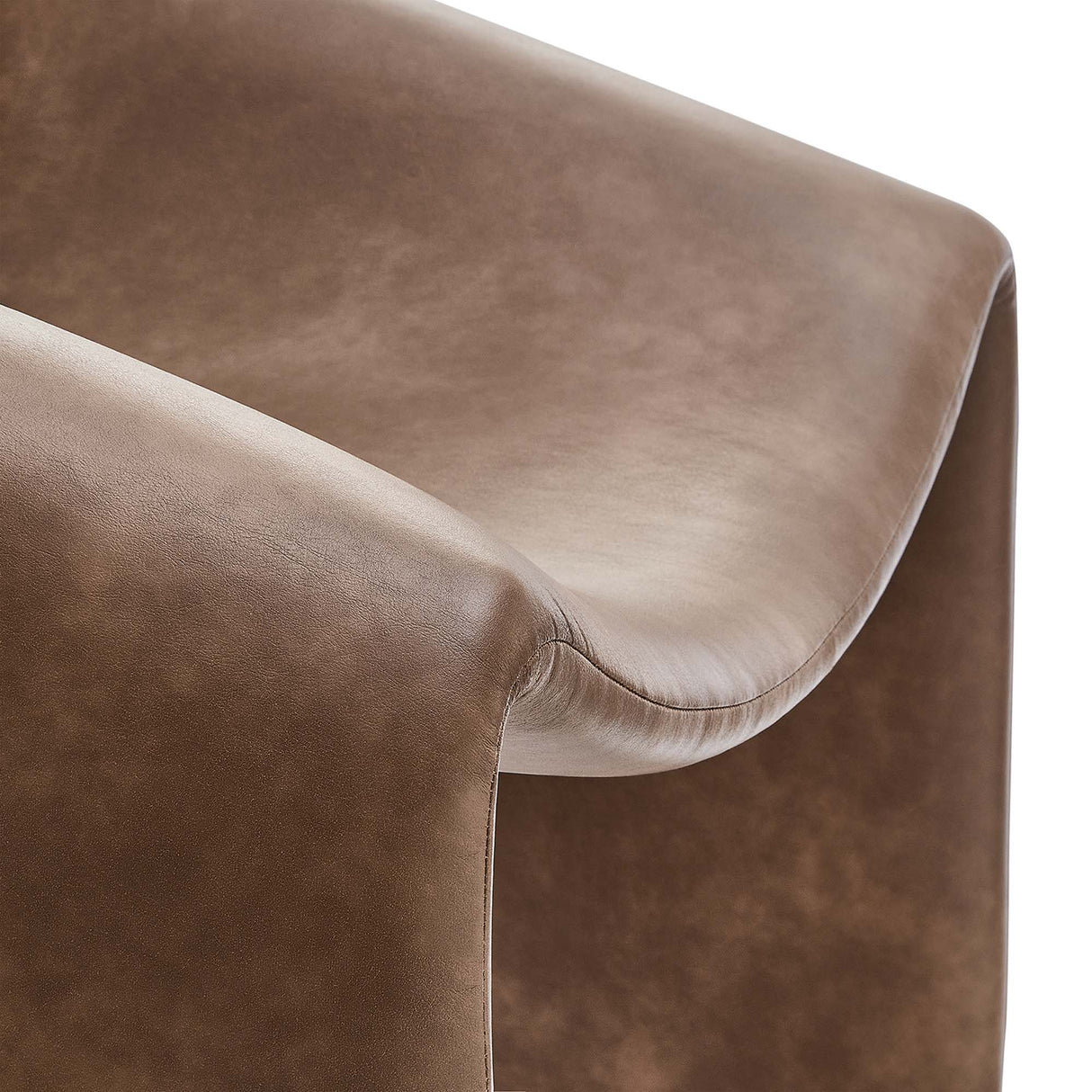31 Inch Modern Curved Vegan Leather Accent Chair in Brown
