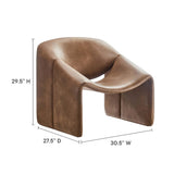 31 Inch Modern Curved Vegan Leather Accent Chair in Brown