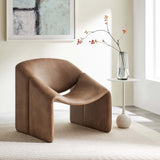31 Inch Modern Curved Vegan Leather Accent Chair in Brown