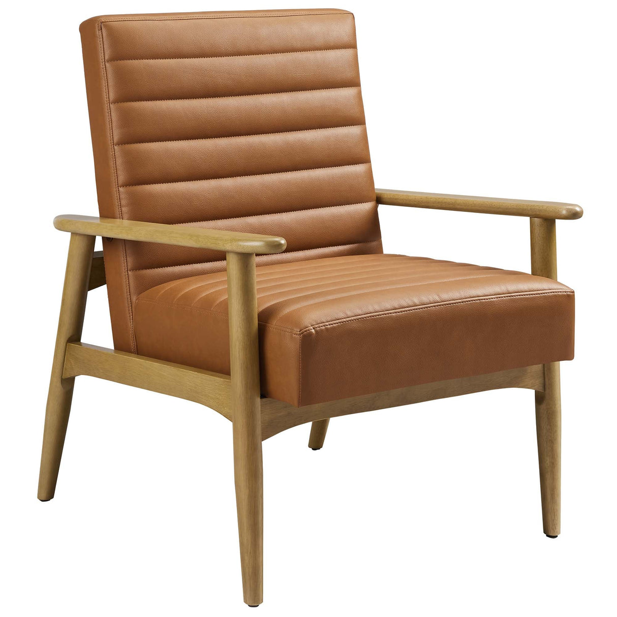 27 Inch Horizontal Channel Tufted Vegan Leather Accent Chair