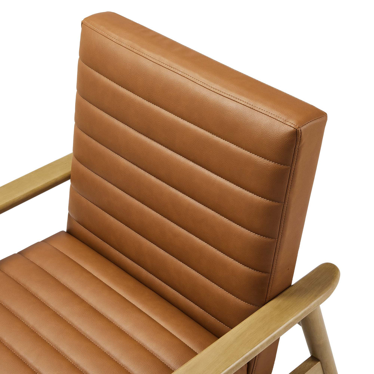 27 Inch Horizontal Channel Tufted Vegan Leather Accent Chair