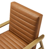27 Inch Horizontal Channel Tufted Vegan Leather Accent Chair