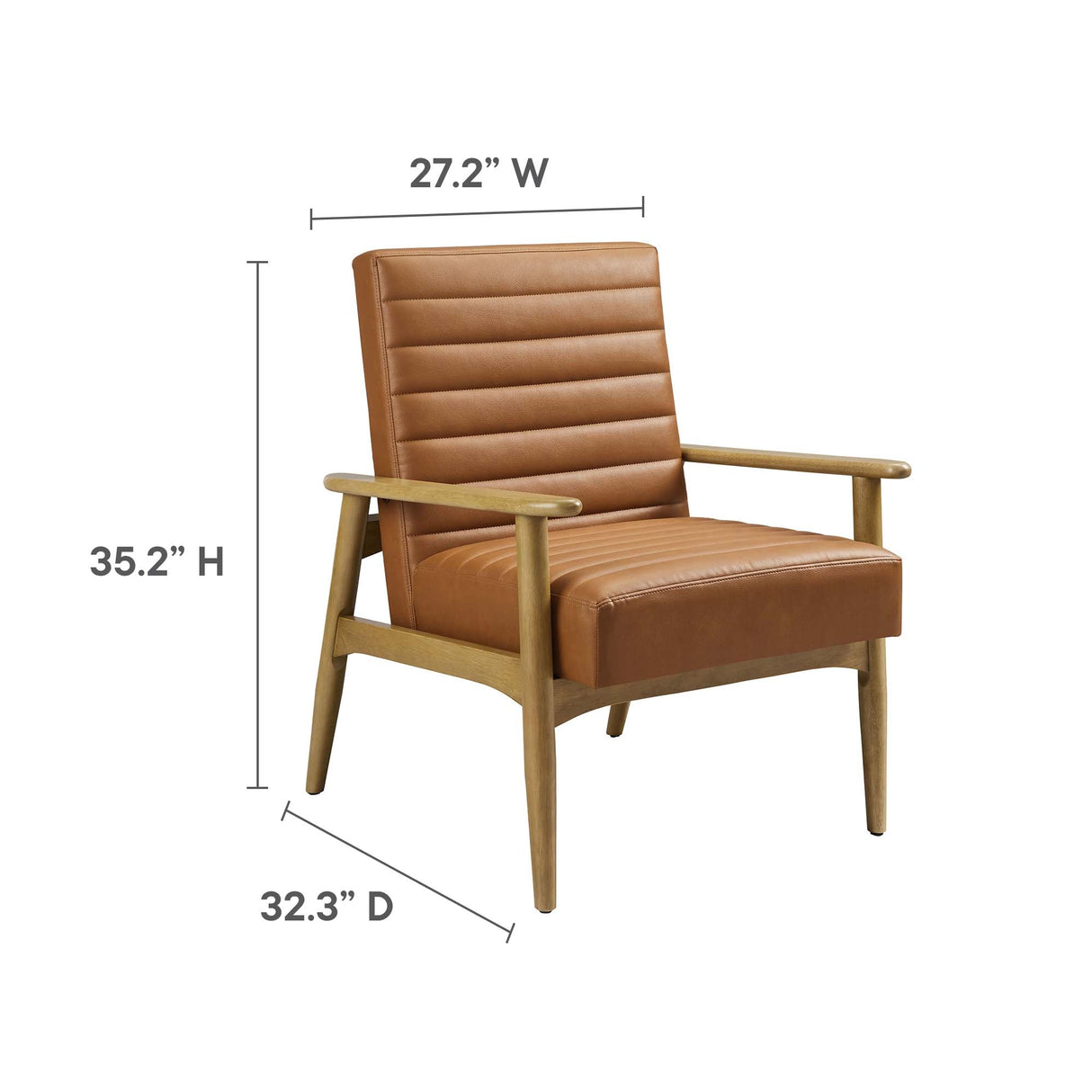 27 Inch Horizontal Channel Tufted Vegan Leather Accent Chair
