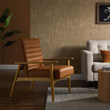 27 Inch Horizontal Channel Tufted Vegan Leather Accent Chair