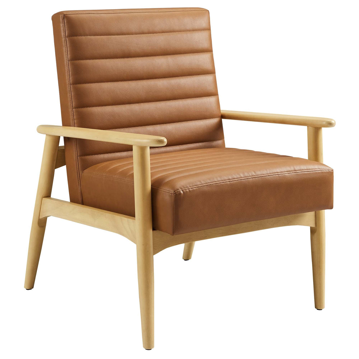 27 Inch Horizontal Channel Tufted Vegan Leather Accent Chair