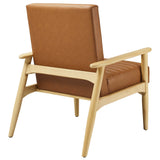 27 Inch Horizontal Channel Tufted Vegan Leather Accent Chair