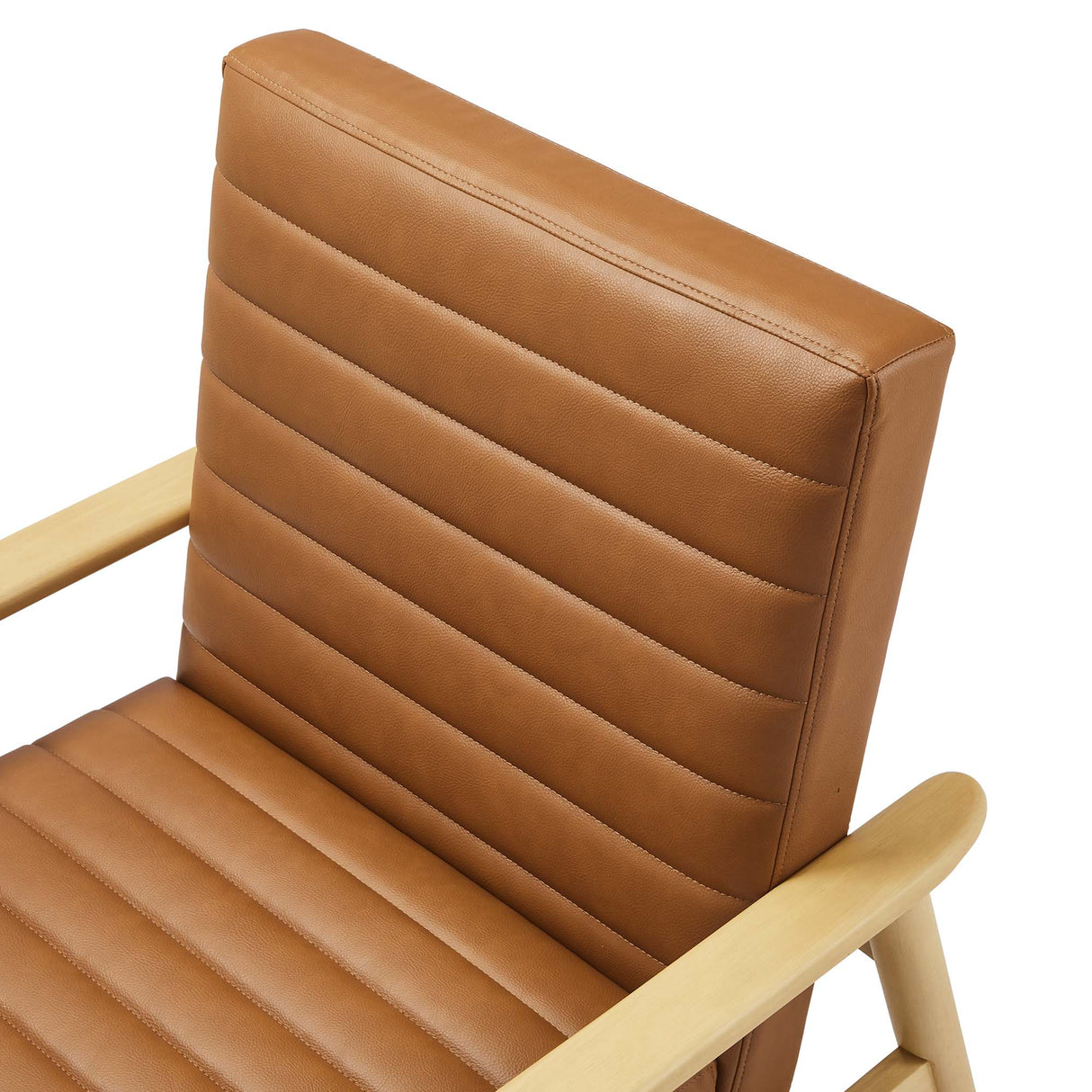 27 Inch Horizontal Channel Tufted Vegan Leather Accent Chair