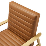 27 Inch Horizontal Channel Tufted Vegan Leather Accent Chair