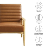 27 Inch Horizontal Channel Tufted Vegan Leather Accent Chair