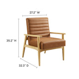 27 Inch Horizontal Channel Tufted Vegan Leather Accent Chair