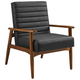 27 Inch Horizontal Channel Tufted Vegan Leather Accent Chair