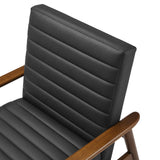 27 Inch Horizontal Channel Tufted Vegan Leather Accent Chair