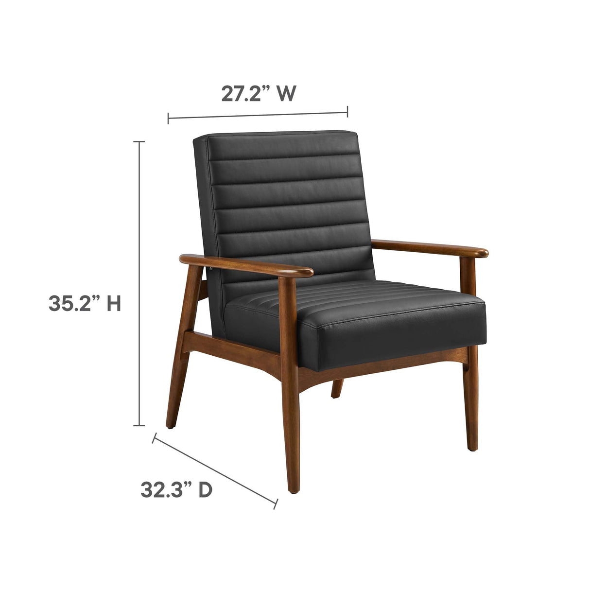 27 Inch Horizontal Channel Tufted Vegan Leather Accent Chair