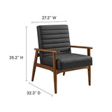 27 Inch Horizontal Channel Tufted Vegan Leather Accent Chair