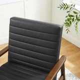 27 Inch Horizontal Channel Tufted Vegan Leather Accent Chair